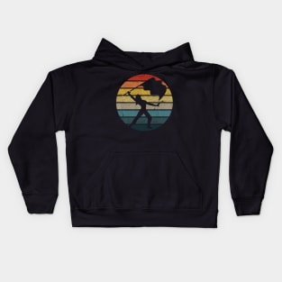 Colour Guard Silhouette On A Distressed Retro Sunset design Kids Hoodie